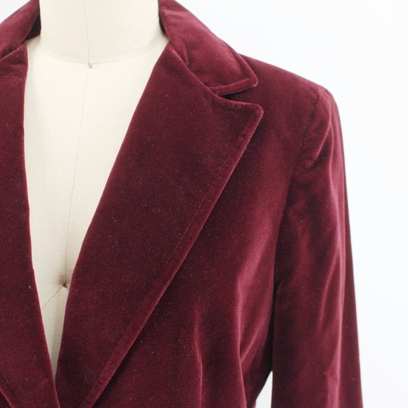 VTG Koret Velvet Blazer Burgundy Cotton Rayon Notch Collar Jacket 70s 80s SZ S/M - Picture 4 of 13